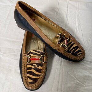 Marc Joseph Grand St Exotic Loafers Black/Animal Print Sz 9